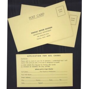 Vintage Pontiac Motor Division Advertising QSL Card Application Postcard
